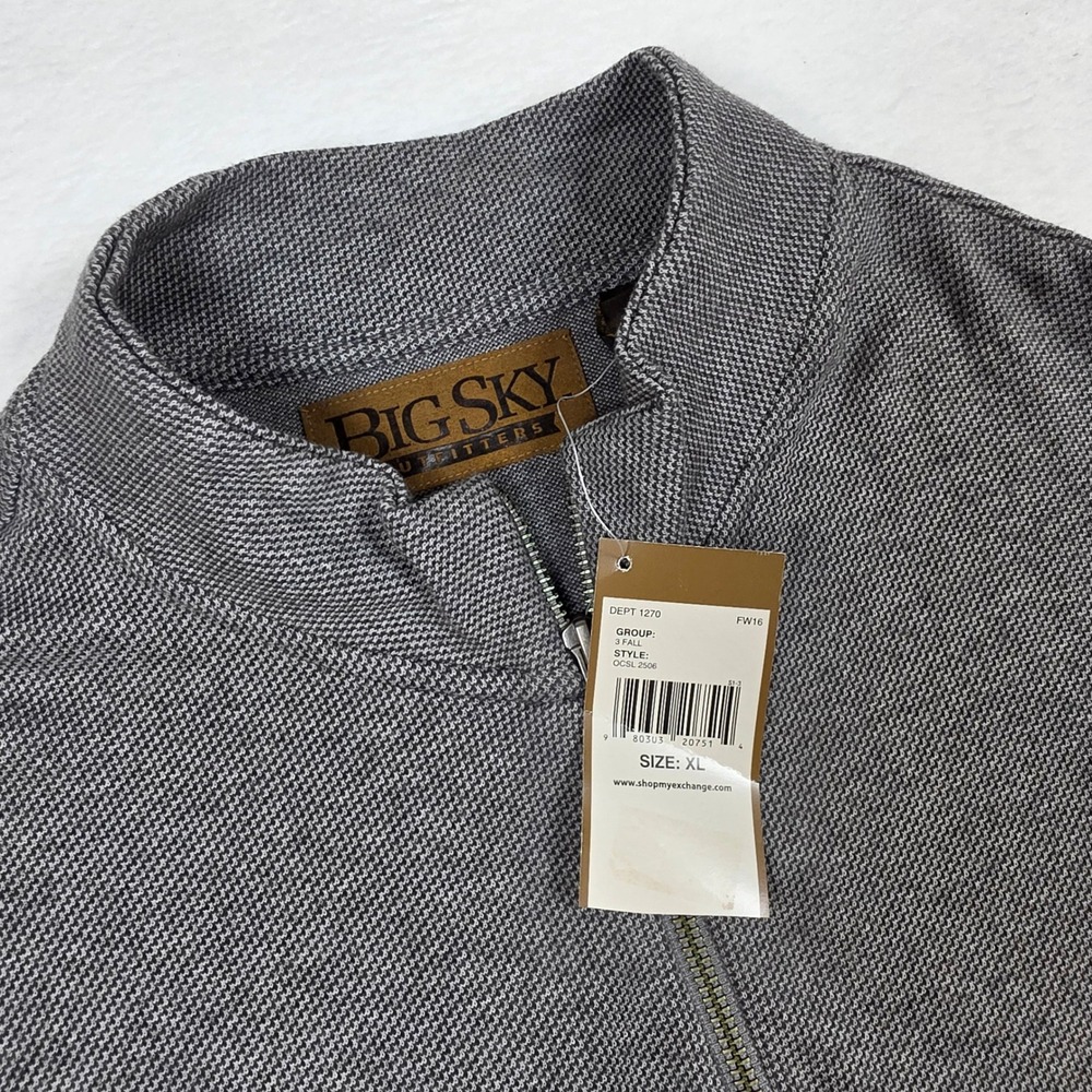 Big‎ Sky Outfitters Mens Gray 100% Cotton Quarter Zip Sweater Vest XL NWT